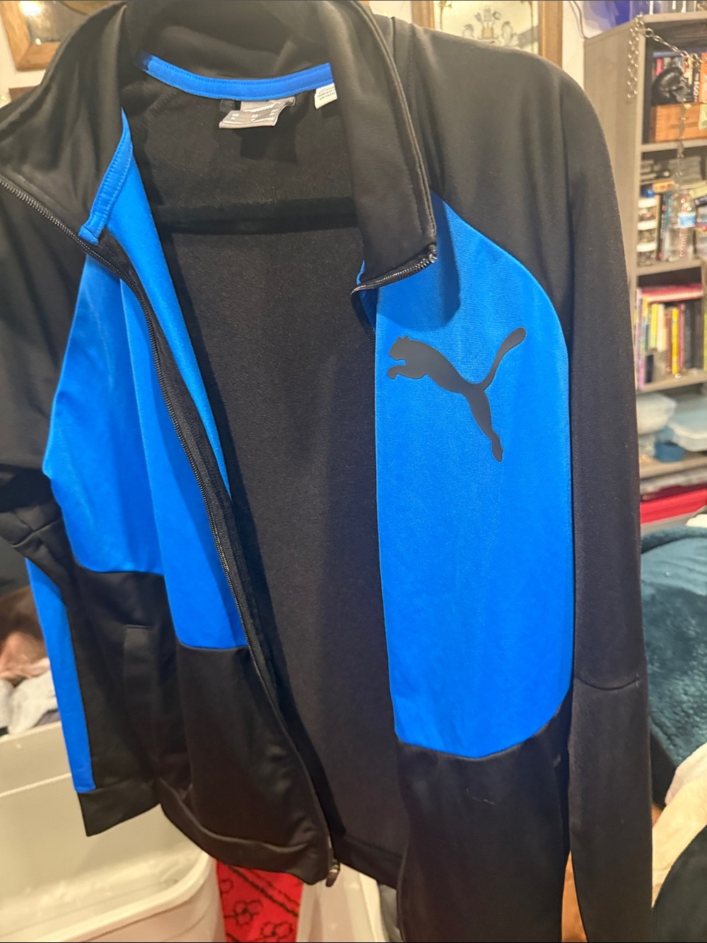 Puma Black and Bright Blue Performance Track Jacket